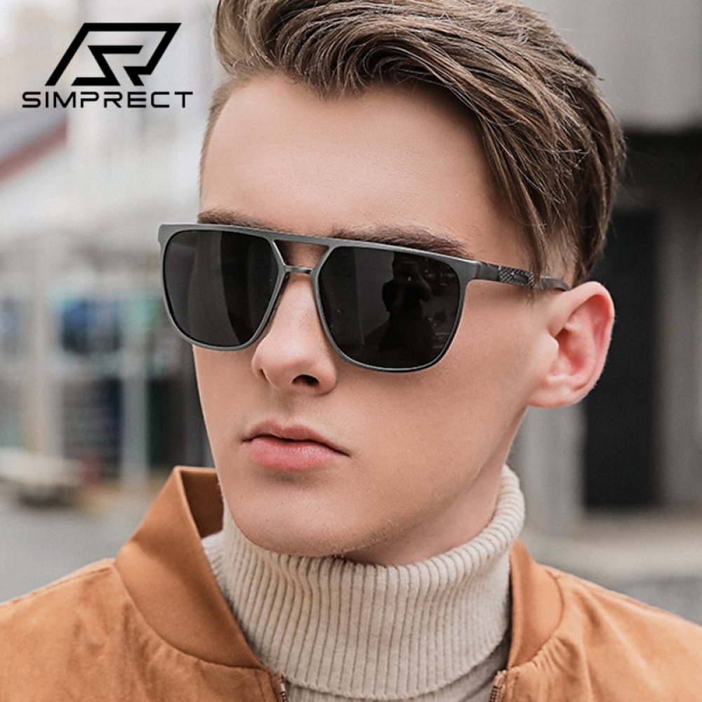 SIMPRECT Aluminum Magnesium Polarized Sunglasses Men Square Vintage ...