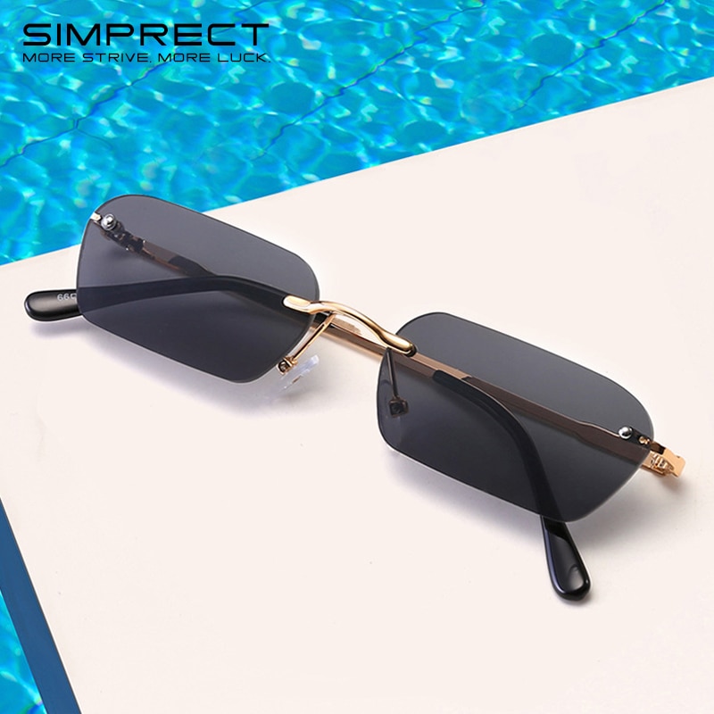 SIMPRECT Square Sunglasses Women 2020 Small Rimless ...